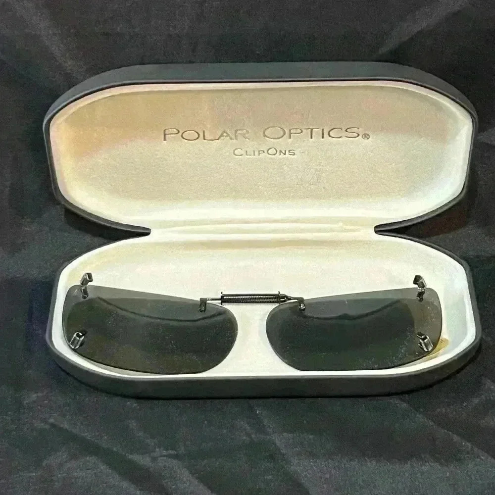 Polar Optics Polarized‎ Clip On Expandable Sunglasses With Clam Shell Hard Case